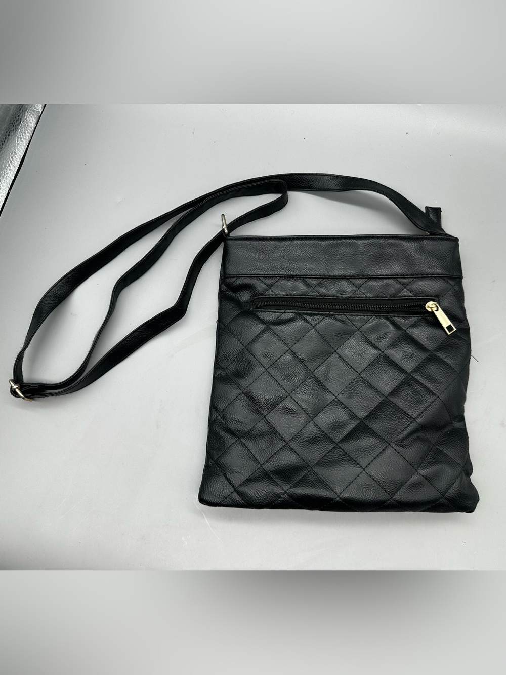 Crossbody Purse, Bag in Black w/Quilted Diamond Pattern
